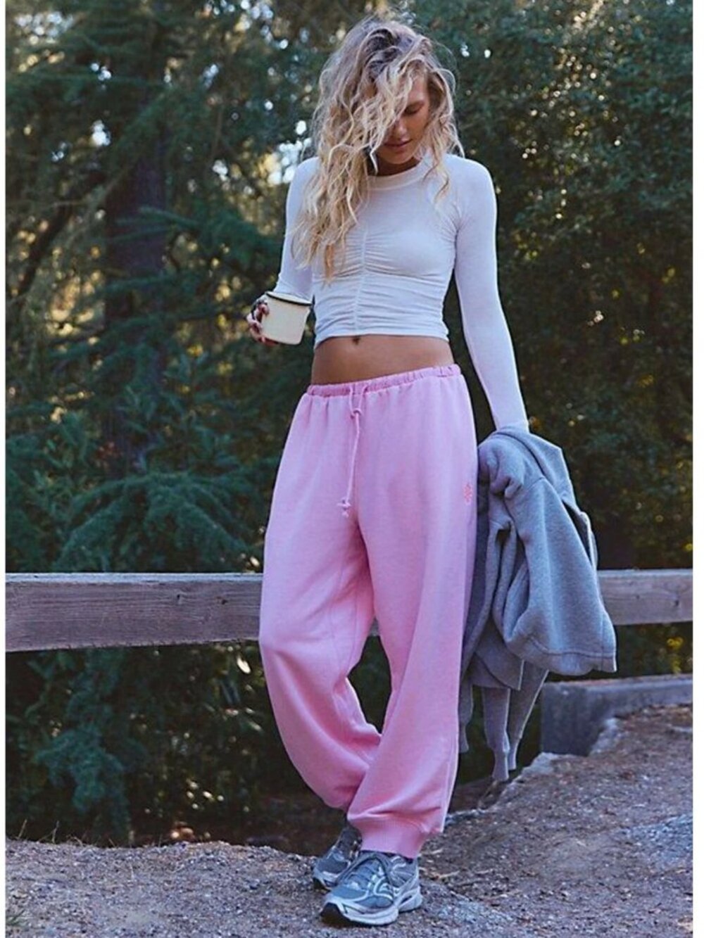 FP Movement by Free People Women Pink Icing Freestyle Pants Size L NWT